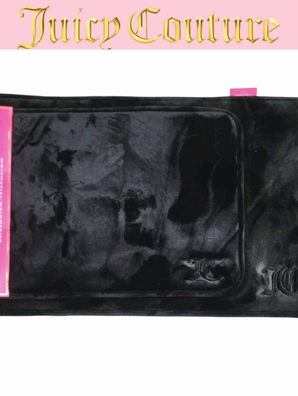 Juicy Couture Home 2-PC JC Corner Logo Plush Memory Foam Bath Rugs- Black